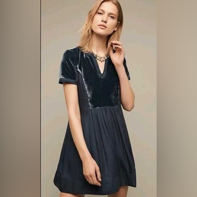 Nwt Anthropologie Maeve Ingrid Velvet Mini Dress
